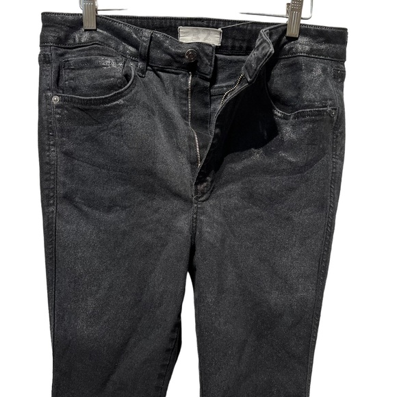 WE The Free Womens Black High Rise Coated Shimmer Denim Skinny Jeans 32 - Picture 8 of 13